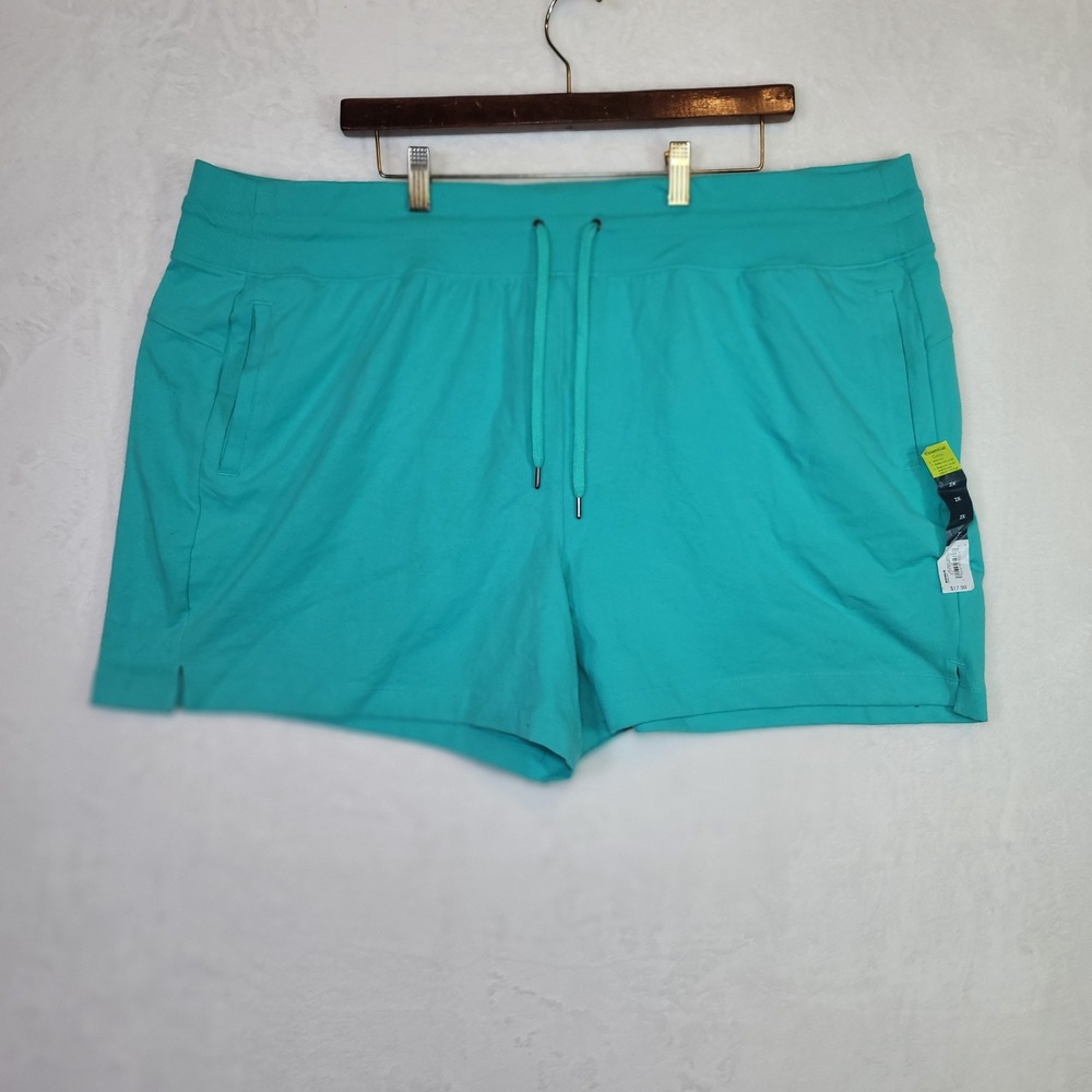 Activewear Turquoise Teal Shorts Athleisure Size 2X Casual Vaca 46x5 Drawstring